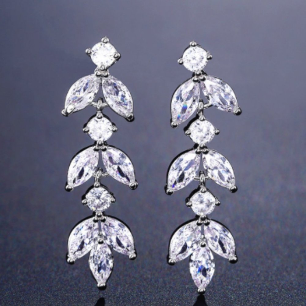 Creative Temperament Popular Style Inlaid AAA Zircon Long Earrings ZB1419752